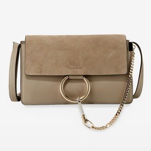Chloe Faye Small Suede Shoulder Bag Grey - Authentic